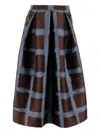 Lunatica Milano Luna Pleated Check Midi Skirt In Brown