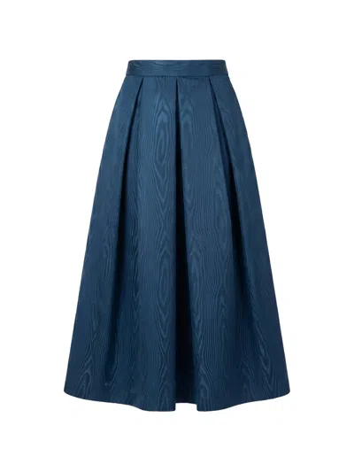 Lunatica Milano Moirè Pleated Midi Skirt In Blue