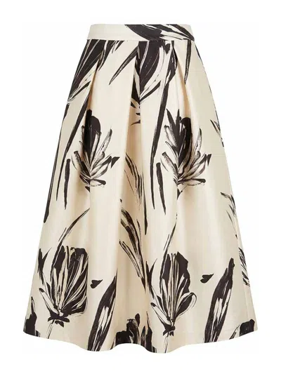 Lunatica Milano Osaka Floral-print Midi Skirt In White
