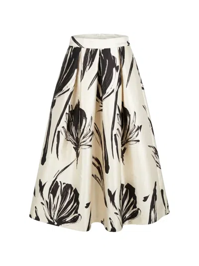 Lunatica Milano Osaka Floral-print Midi Skirt In White