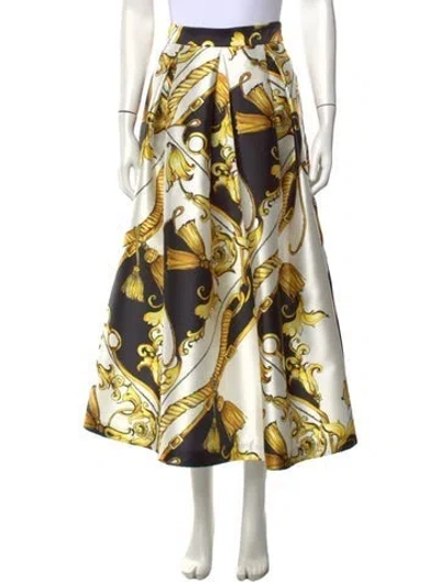 Pre-owned Lunatica Milano Patterned Long Skirt W/ Tags In Yellow