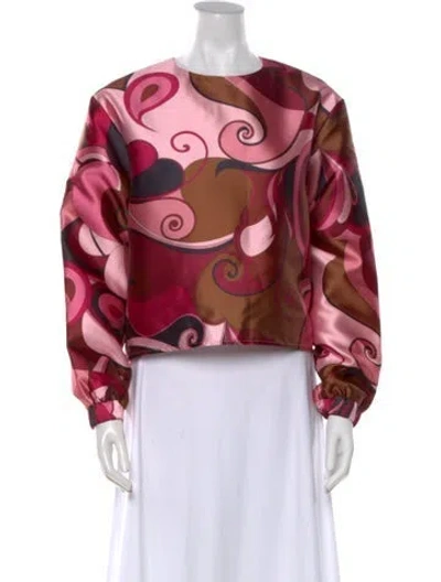 Pre-owned Lunatica Milano Printed Crew Neck Sweatshirt In Burgundy