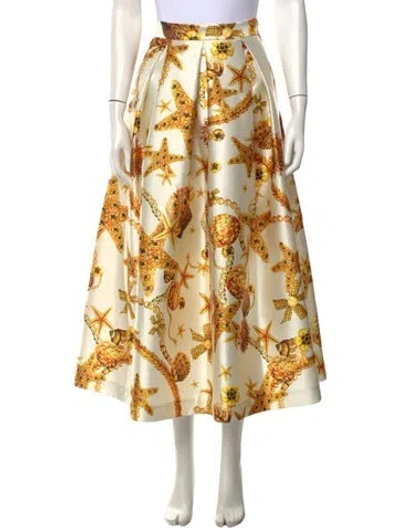 Pre-owned Lunatica Milano Printed Long Skirt W/ Tags In Yellow