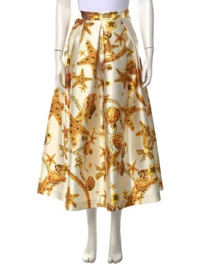 Pre-owned Lunatica Milano Printed Long Skirt W/ Tags In Yellow