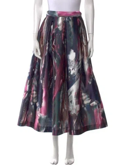 Pre-owned Lunatica Milano Printed Midi Length Skirt W/ Tags In Blue