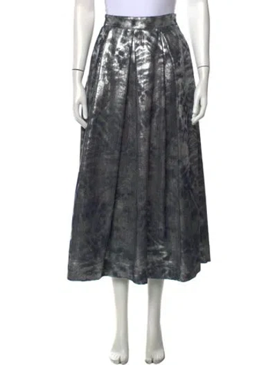 Pre-owned Lunatica Milano Printed Midi Length Skirt W/ Tags In Grey