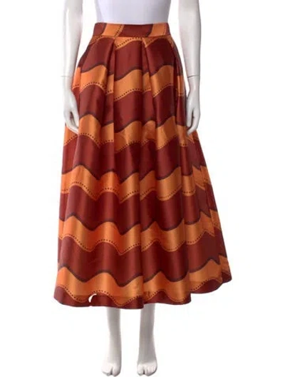 Pre-owned Lunatica Milano Striped Midi Length Skirt W/ Tags In Orange