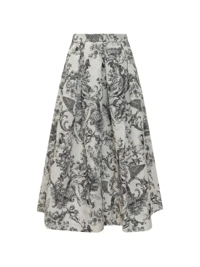 Lunatica Milano Toile Print Skirt In Gray