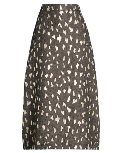 Lunatica Milano Woman Midi Skirt Dark Brown Size 6 Polyester, Acetate, Cotton In Gray