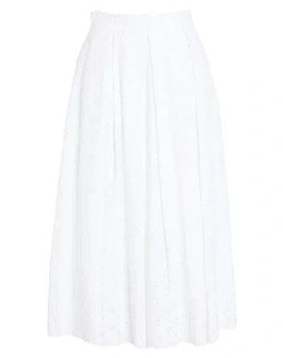 Lunatica Milano Woman Midi Skirt White Size 10 Polyester