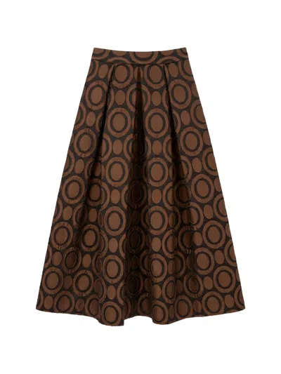 Lunatica Milano Zenith Jacquard Midi Skirt In Brown