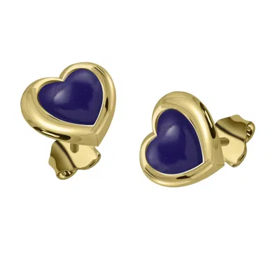 Lunaya Jewelry Women's Blue Lapis Heart Studs