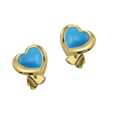 Lunaya Jewelry Women's Blue Turquoise Heart Studs