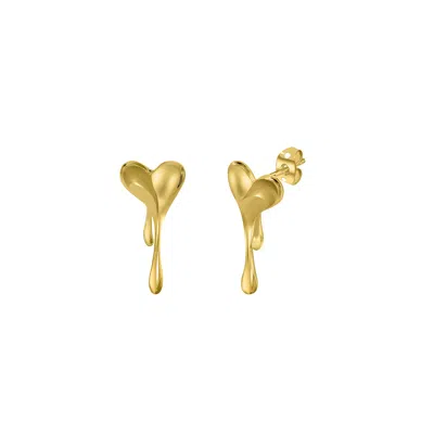 Lunaya Jewelry Women's Melting Heart Solid Earrings - Gold