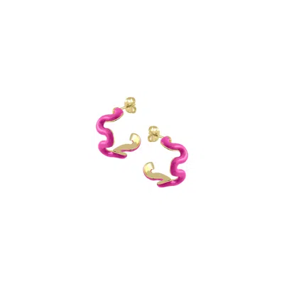 Lunaya Jewelry Women's Pink / Purple Swirl Enamel Hoops - Hot Pink