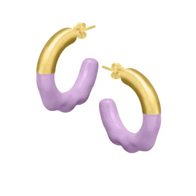 Lunaya Jewelry Women's Pink / Purple / Yellow Molten Hoops - Lilac
