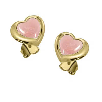 Lunaya Jewelry Women's Pink Rose Quartz Heart Studs