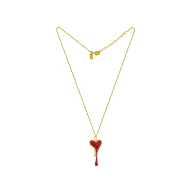 Lunaya Jewelry Women's Red / Gold Melting Heart Enamel Necklace