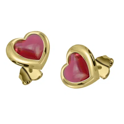 Lunaya Jewelry Women's Red Ruby Heart Studs