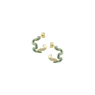 Lunaya Jewelry Women's Swirl Enamel Hoops - Sage Green