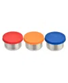 Lunchbots 1.5 oz Dips Stainless Steel Leak-resistant Condiment Holders Assorted Color Silicone Lids, Set Of 3 In Assorted