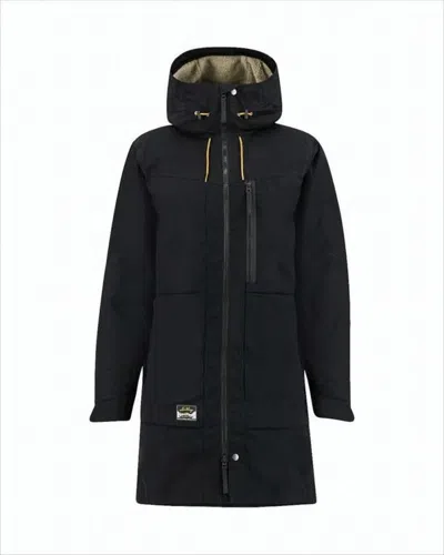 Lundhags Long Insulated Hooded Jacket With Design In Black