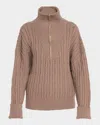 Lune Active Blake Half-zip Cable Sweater In Fossil
