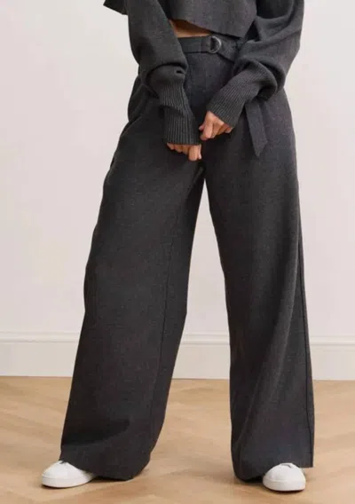 Lune Active Izzy Wide Leg Pants In Dark Grey In Black