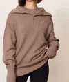 Lune Active Olly Half Zip Knit Cropped Sweater In Fossil In Black