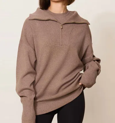 LUNE ACTIVE OLLY HALF ZIP OVERSIZED SWEATER IN FOSSIL