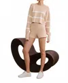 Lune Active Olly Cropped Striped Sweater In Beige
