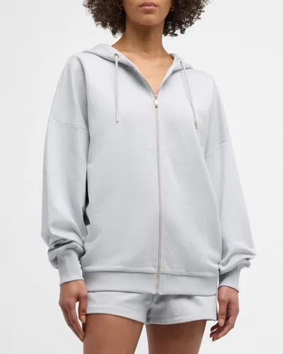 Lune Active Zoya Organic Cotton Zip-front Hoodie In Pearl Blue