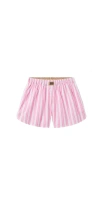 Lunya Airy Cotton Curved Hem Boxer Azalea Stripe In Pink