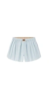 Lunya Airy Cotton Curved Hem Boxer Azure Stripe In Blue