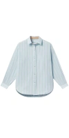 Lunya Airy Cotton Curved Hem Shirt Azure Stripe In Blue