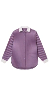 Lunya Airy Cotton Curved Hem Shirt Odyssey Stripe In Purple