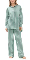 Lunya Airy Cotton Long Sleeve Pant Set Giverny Stripe In Giverny Stripe