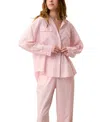 Lunya Airy Cotton Piped Button Down In Pink