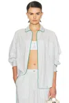 Lunya Airy Cotton Piped Button Down Shirt In White