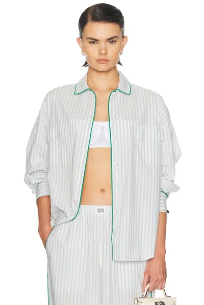 Lunya Airy Cotton Piped Button Down Shirt In White