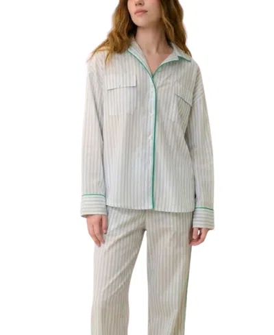 Lunya Airy Cotton Piped Button Down In White