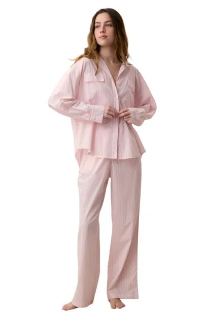 Lunya Airy Cotton Piped Wide Leg Pant In Pink