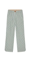 Lunya Airy Cotton Straight Leg Pant Overstory Stripe In Green