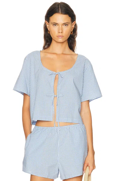 Lunya Airy Cotton Tie Front Top In Blue