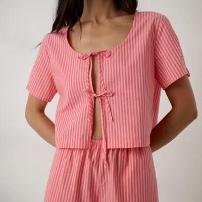 Lunya Airy Cotton Tie Front Top In Orange