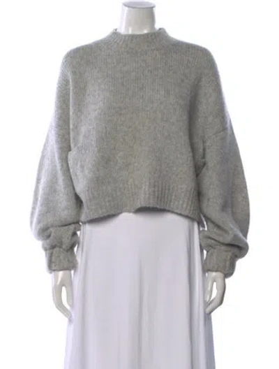 Pre-owned Lunya Baby Alpaca Mock Neck Sweater In Gray
