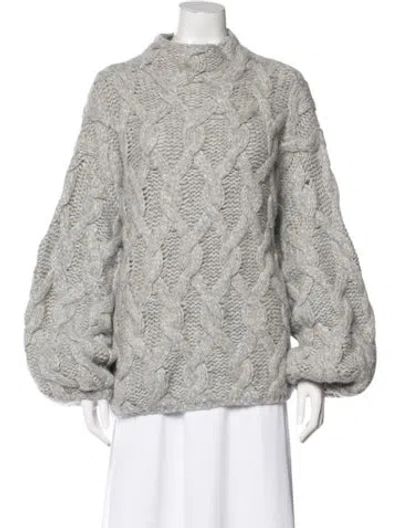 Pre-owned Lunya Baby Alpaca Mock Neck Sweater In Gray