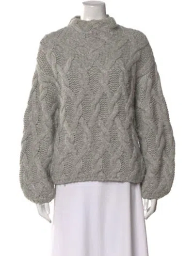 Pre-owned Lunya Baby Alpaca Mock Neck Sweater In Gray