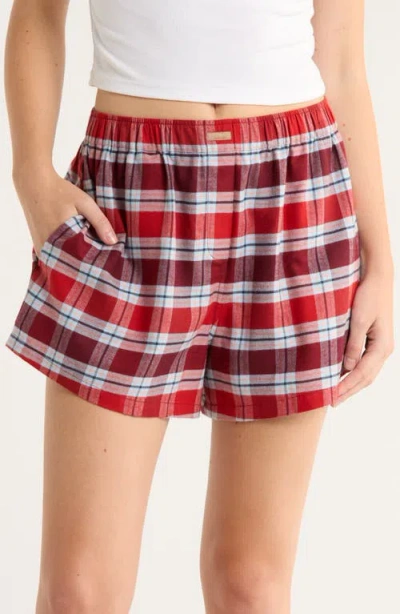Lunya Brushed Flannel Pajama Shorts In Multi