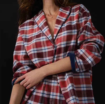 Lunya Brushed Flannel Shawl Collar Long Sleeve In Multi